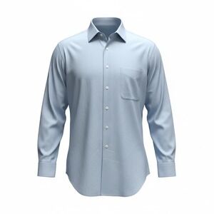 Ermenegildo Zegna Mens Blue Micro Chevron Cotton Dress Shirt 16.5 42 (Read)